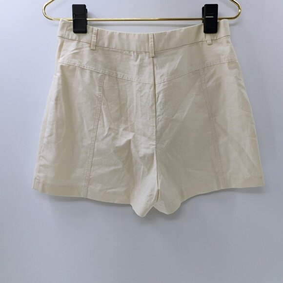 NWT BCBGMAXAZRIA Belted High-Waist Shorts WOMENS Light Yellow SIZE S - Picture 10 of 13